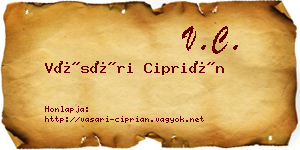 Vásári Ciprián névjegykártya